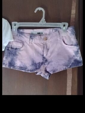 Topshop Lavender & Indigo Tie-Dye Jean Shorts